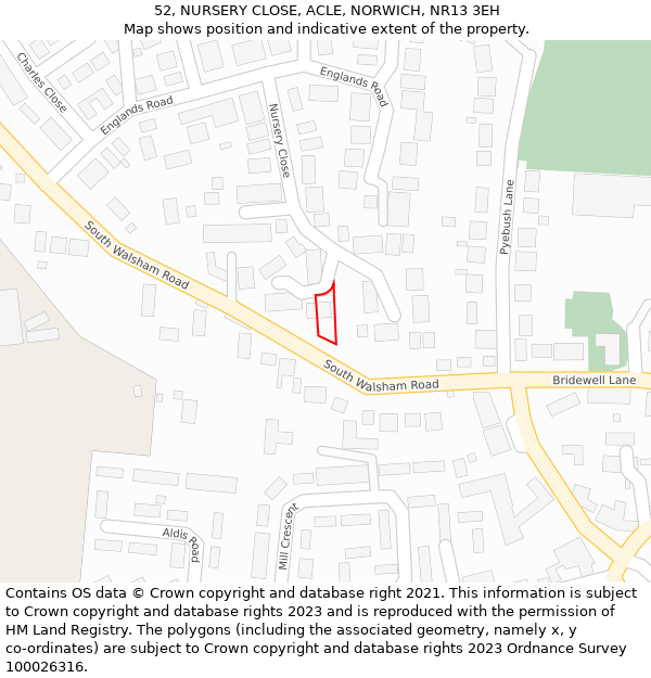 52, NURSERY CLOSE, ACLE, NORWICH, NR13 3EH: Location map and indicative extent of plot