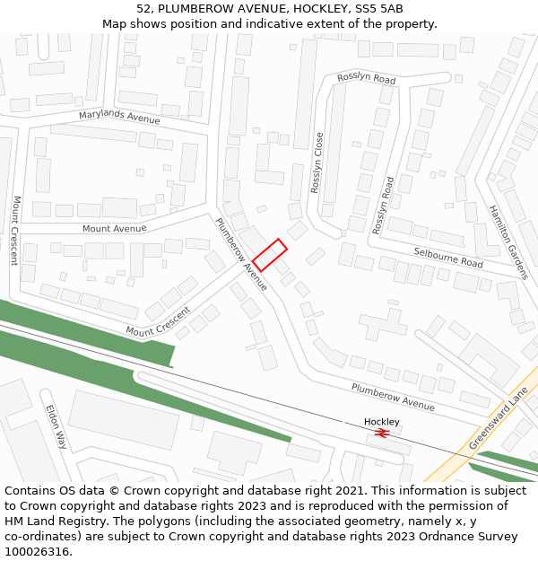 52, PLUMBEROW AVENUE, HOCKLEY, SS5 5AB: Location map and indicative extent of plot