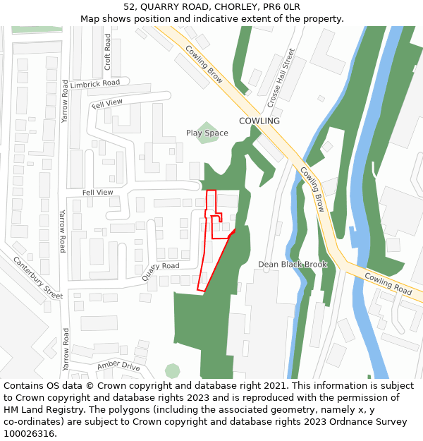 52, QUARRY ROAD, CHORLEY, PR6 0LR: Location map and indicative extent of plot