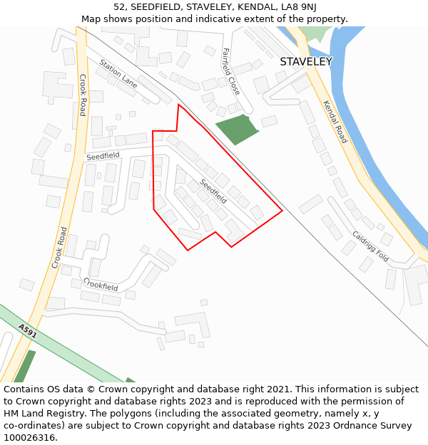 52, SEEDFIELD, STAVELEY, KENDAL, LA8 9NJ: Location map and indicative extent of plot