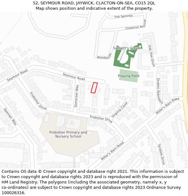 52, SEYMOUR ROAD, JAYWICK, CLACTON-ON-SEA, CO15 2QL: Location map and indicative extent of plot