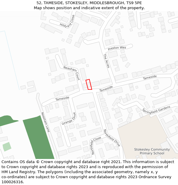 52, TAMESIDE, STOKESLEY, MIDDLESBROUGH, TS9 5PE: Location map and indicative extent of plot