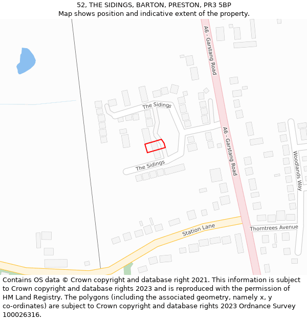 52, THE SIDINGS, BARTON, PRESTON, PR3 5BP: Location map and indicative extent of plot