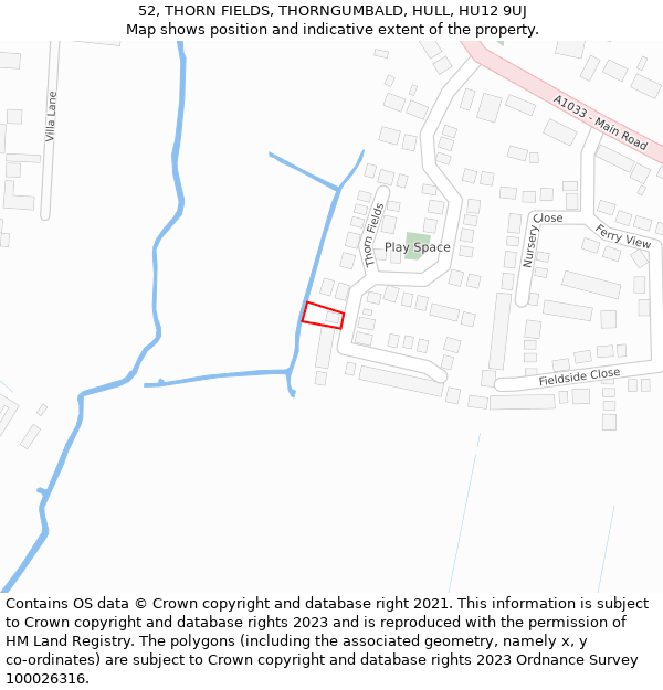 52, THORN FIELDS, THORNGUMBALD, HULL, HU12 9UJ: Location map and indicative extent of plot