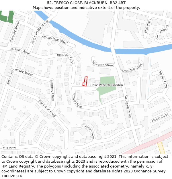 52, TRESCO CLOSE, BLACKBURN, BB2 4RT: Location map and indicative extent of plot