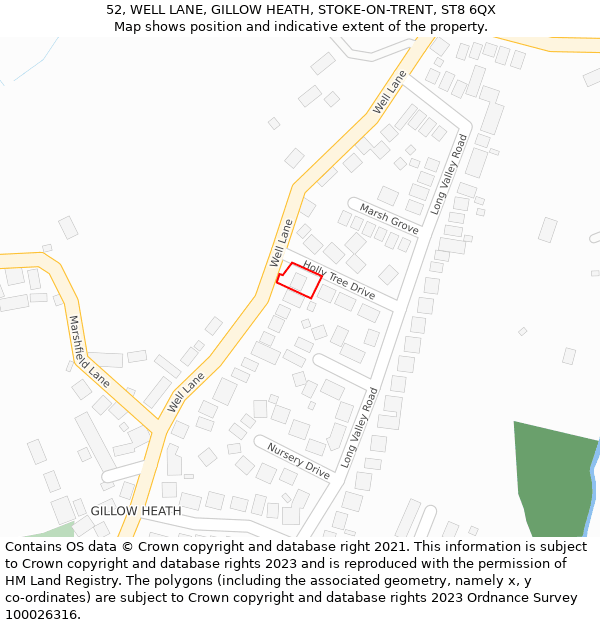 52, WELL LANE, GILLOW HEATH, STOKE-ON-TRENT, ST8 6QX: Location map and indicative extent of plot