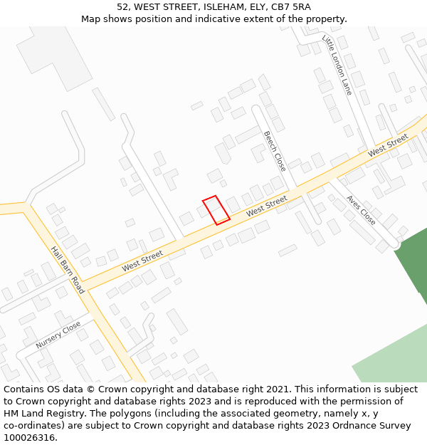 52, WEST STREET, ISLEHAM, ELY, CB7 5RA: Location map and indicative extent of plot