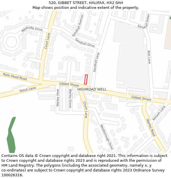 520, GIBBET STREET, HALIFAX, HX2 0AH: Location map and indicative extent of plot