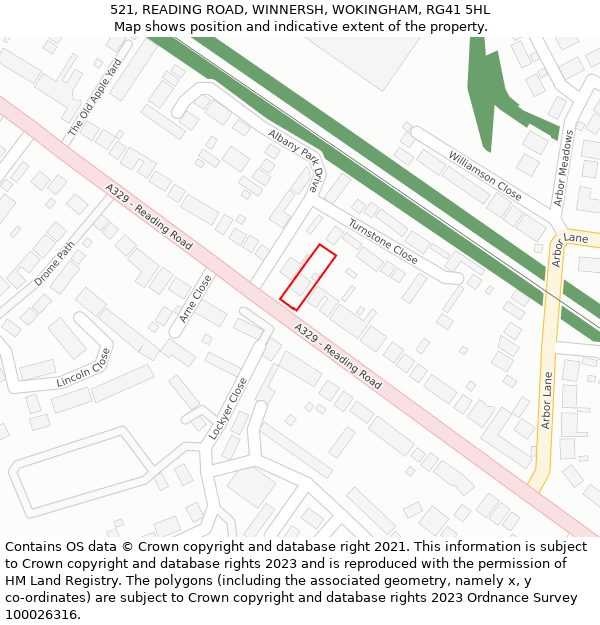 521, READING ROAD, WINNERSH, WOKINGHAM, RG41 5HL: Location map and indicative extent of plot