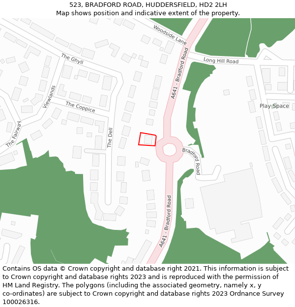 523, BRADFORD ROAD, HUDDERSFIELD, HD2 2LH: Location map and indicative extent of plot