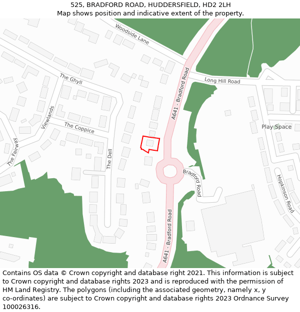 525, BRADFORD ROAD, HUDDERSFIELD, HD2 2LH: Location map and indicative extent of plot
