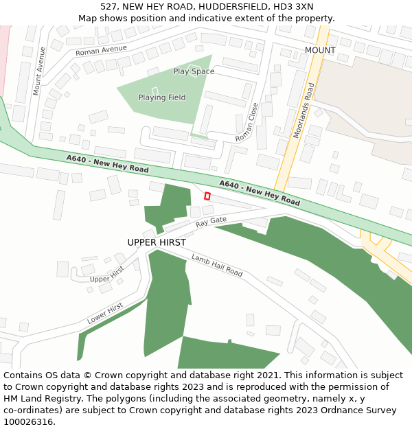 527, NEW HEY ROAD, HUDDERSFIELD, HD3 3XN: Location map and indicative extent of plot
