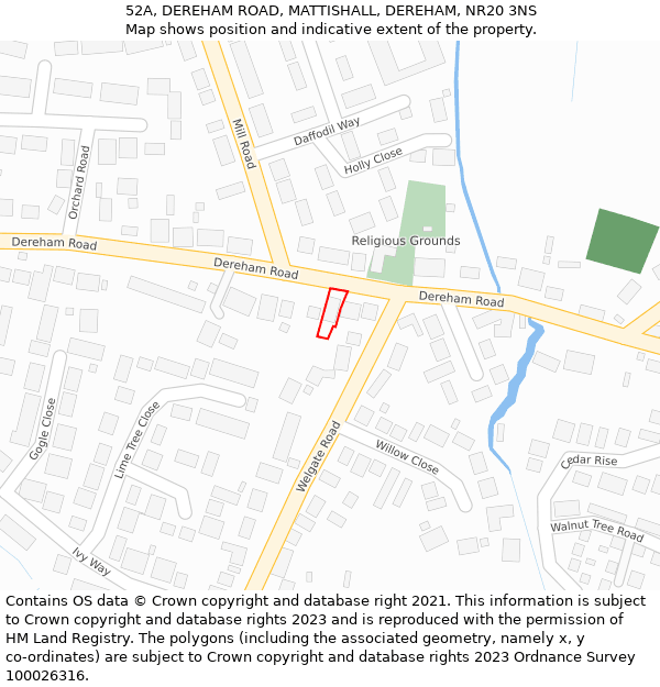 52A, DEREHAM ROAD, MATTISHALL, DEREHAM, NR20 3NS: Location map and indicative extent of plot