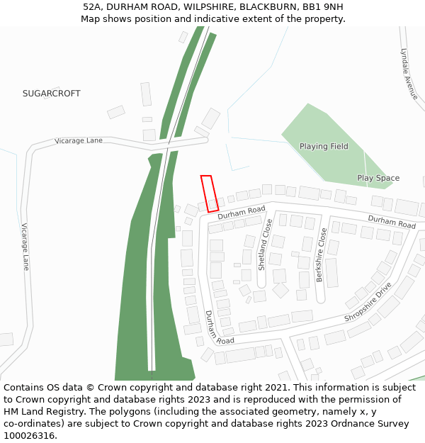 52A, DURHAM ROAD, WILPSHIRE, BLACKBURN, BB1 9NH: Location map and indicative extent of plot