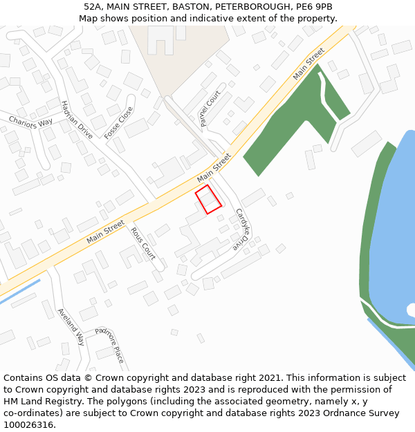 52A, MAIN STREET, BASTON, PETERBOROUGH, PE6 9PB: Location map and indicative extent of plot