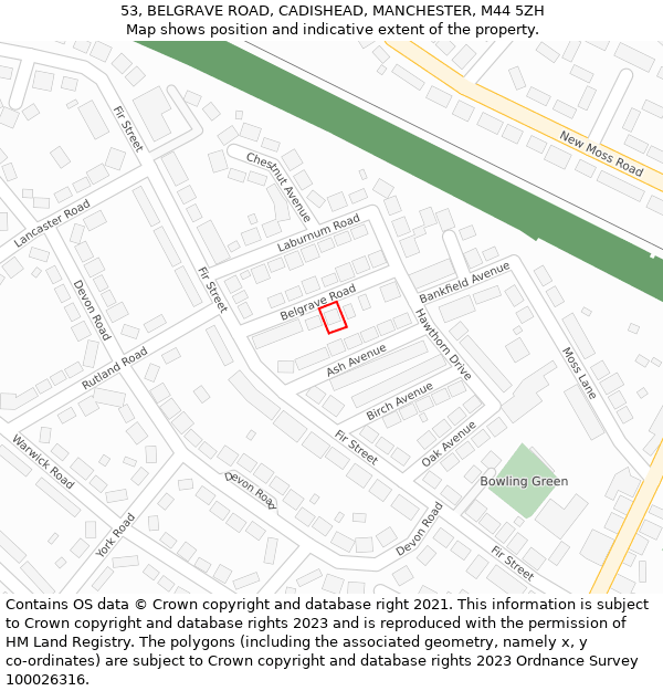 53, BELGRAVE ROAD, CADISHEAD, MANCHESTER, M44 5ZH: Location map and indicative extent of plot