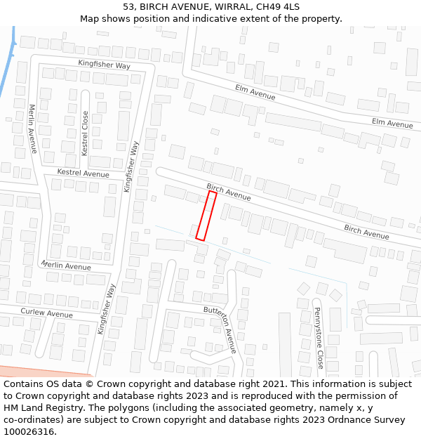 53, BIRCH AVENUE, WIRRAL, CH49 4LS: Location map and indicative extent of plot