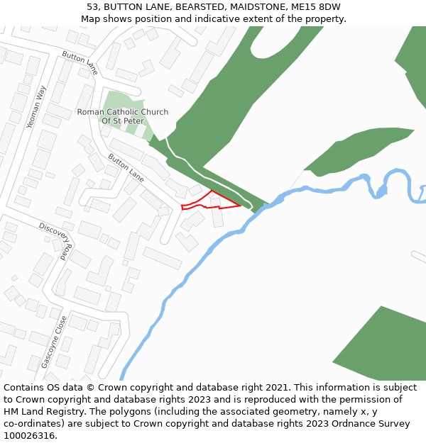 53, BUTTON LANE, BEARSTED, MAIDSTONE, ME15 8DW: Location map and indicative extent of plot