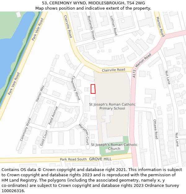 53, CEREMONY WYND, MIDDLESBROUGH, TS4 2WG: Location map and indicative extent of plot