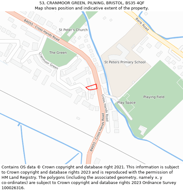 53, CRANMOOR GREEN, PILNING, BRISTOL, BS35 4QF: Location map and indicative extent of plot