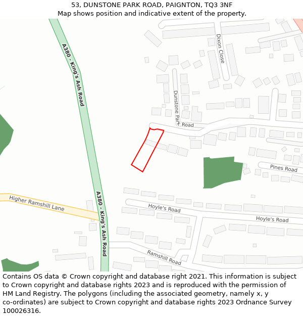 53, DUNSTONE PARK ROAD, PAIGNTON, TQ3 3NF: Location map and indicative extent of plot