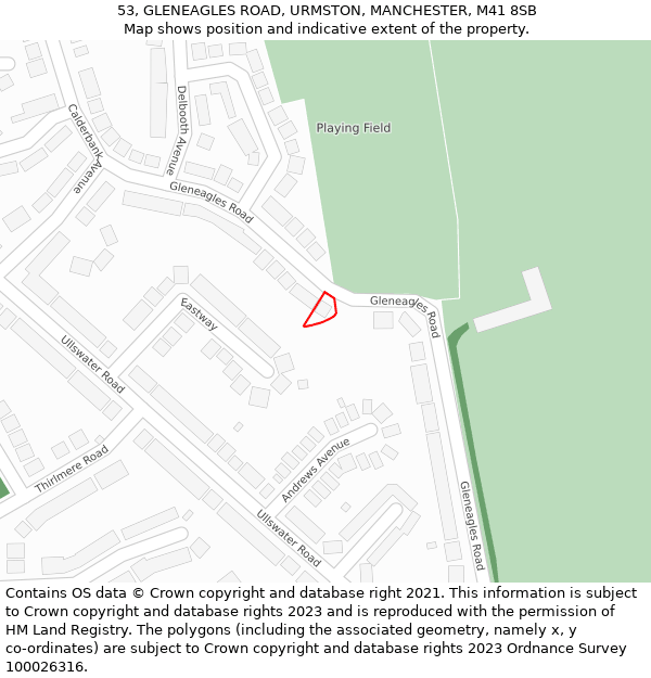 53, GLENEAGLES ROAD, URMSTON, MANCHESTER, M41 8SB: Location map and indicative extent of plot