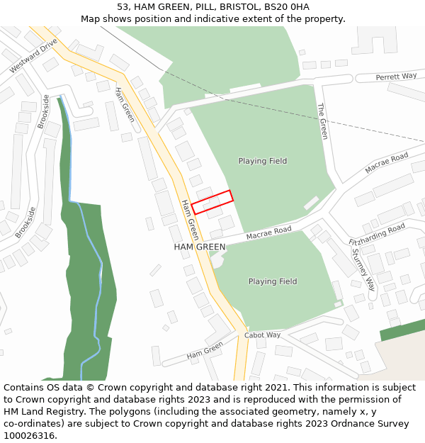 53, HAM GREEN, PILL, BRISTOL, BS20 0HA: Location map and indicative extent of plot