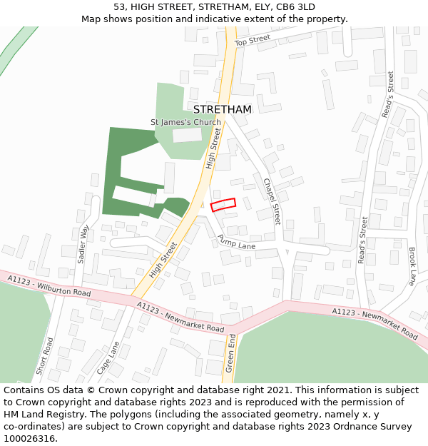 53, HIGH STREET, STRETHAM, ELY, CB6 3LD: Location map and indicative extent of plot