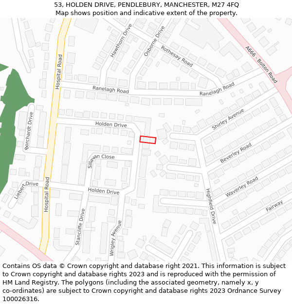 53, HOLDEN DRIVE, PENDLEBURY, MANCHESTER, M27 4FQ: Location map and indicative extent of plot