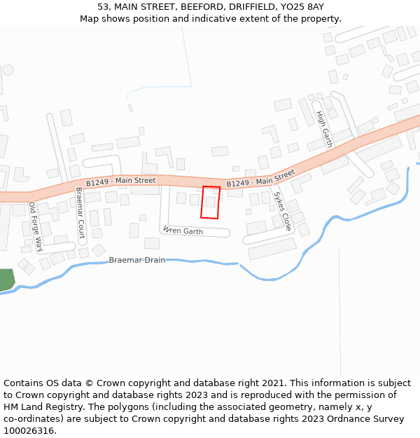 53, MAIN STREET, BEEFORD, DRIFFIELD, YO25 8AY: Location map and indicative extent of plot