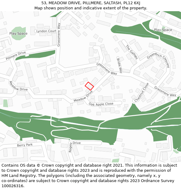 53, MEADOW DRIVE, PILLMERE, SALTASH, PL12 6XJ: Location map and indicative extent of plot