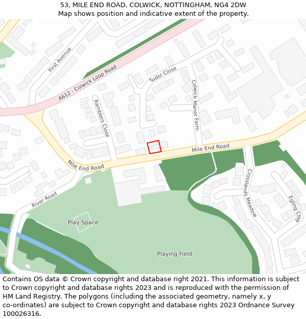 53, MILE END ROAD, COLWICK, NOTTINGHAM, NG4 2DW: Location map and indicative extent of plot