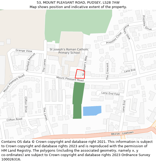 53, MOUNT PLEASANT ROAD, PUDSEY, LS28 7AW: Location map and indicative extent of plot