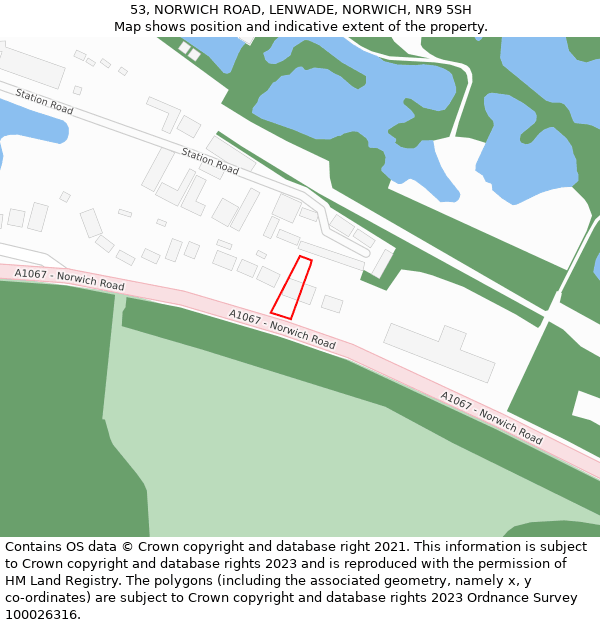 53, NORWICH ROAD, LENWADE, NORWICH, NR9 5SH: Location map and indicative extent of plot