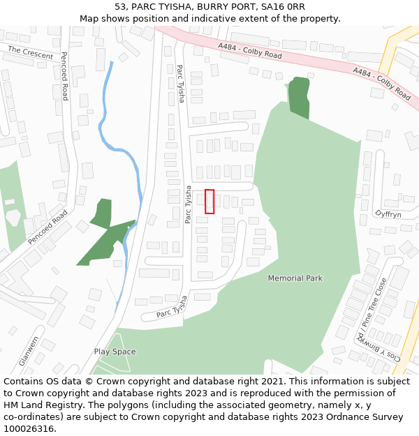 53, PARC TYISHA, BURRY PORT, SA16 0RR: Location map and indicative extent of plot