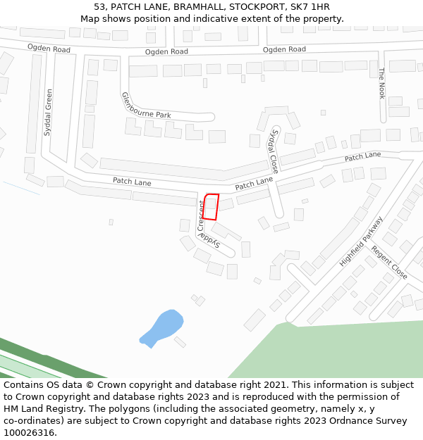 53, PATCH LANE, BRAMHALL, STOCKPORT, SK7 1HR: Location map and indicative extent of plot