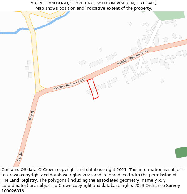 53, PELHAM ROAD, CLAVERING, SAFFRON WALDEN, CB11 4PQ: Location map and indicative extent of plot