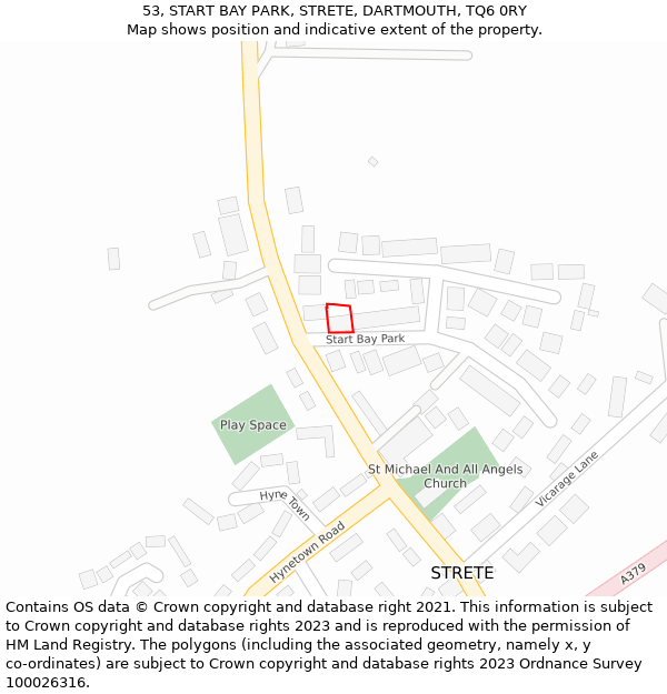 53, START BAY PARK, STRETE, DARTMOUTH, TQ6 0RY: Location map and indicative extent of plot