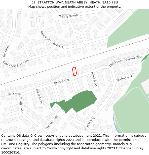 53, STRATTON WAY, NEATH ABBEY, NEATH, SA10 7BU: Location map and indicative extent of plot