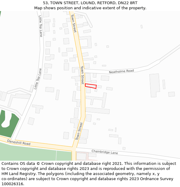 53, TOWN STREET, LOUND, RETFORD, DN22 8RT: Location map and indicative extent of plot