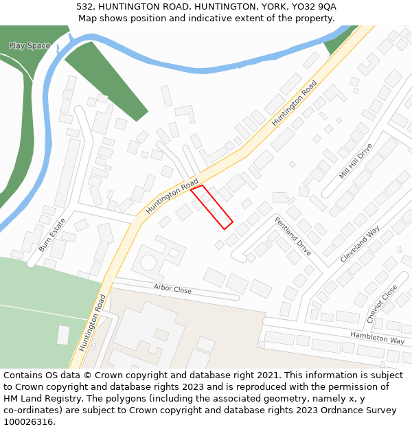 532, HUNTINGTON ROAD, HUNTINGTON, YORK, YO32 9QA: Location map and indicative extent of plot