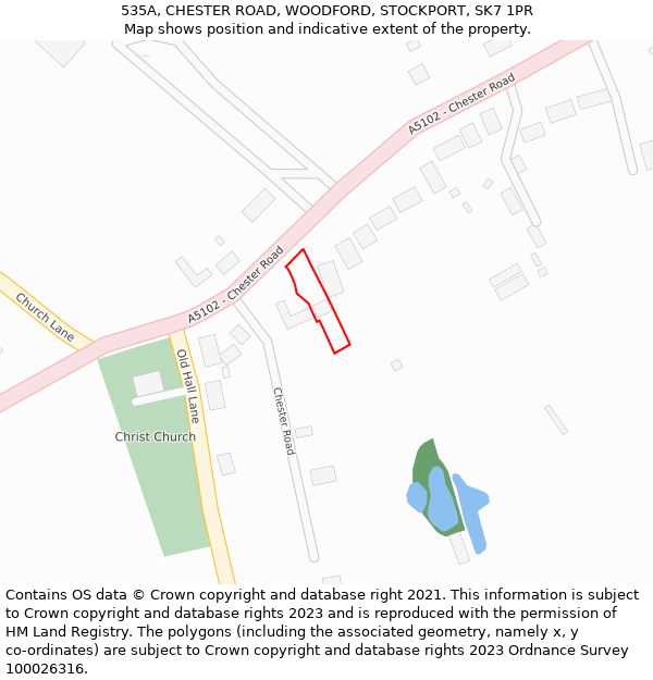 535A, CHESTER ROAD, WOODFORD, STOCKPORT, SK7 1PR: Location map and indicative extent of plot