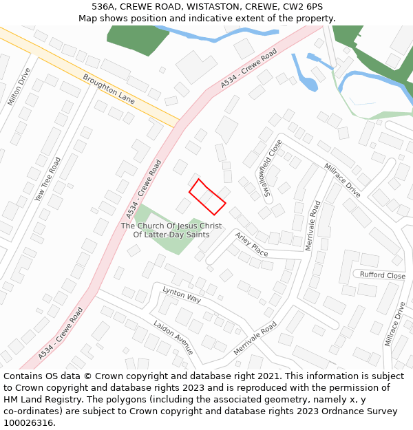 536A, CREWE ROAD, WISTASTON, CREWE, CW2 6PS: Location map and indicative extent of plot