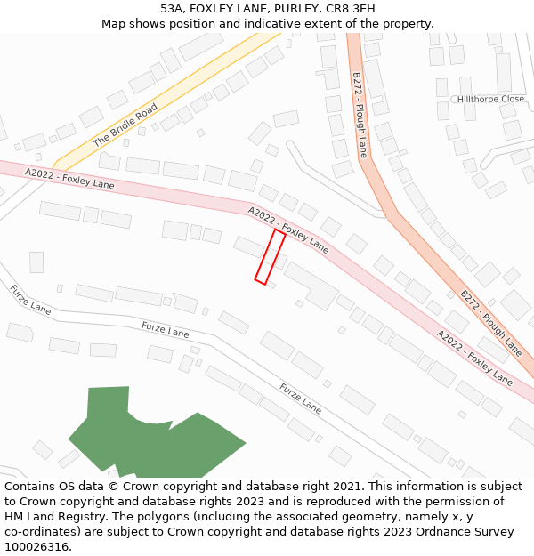 53A, FOXLEY LANE, PURLEY, CR8 3EH: Location map and indicative extent of plot