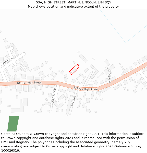 53A, HIGH STREET, MARTIN, LINCOLN, LN4 3QY: Location map and indicative extent of plot
