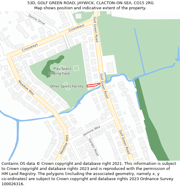 53D, GOLF GREEN ROAD, JAYWICK, CLACTON-ON-SEA, CO15 2RG: Location map and indicative extent of plot