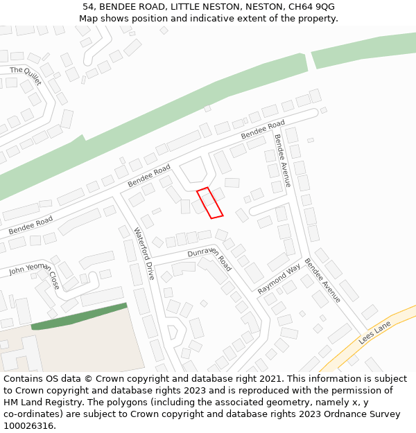 54, BENDEE ROAD, LITTLE NESTON, NESTON, CH64 9QG: Location map and indicative extent of plot