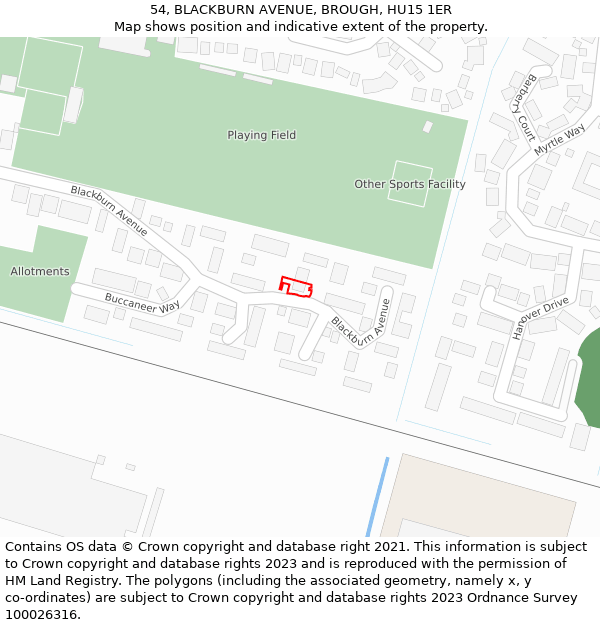 54, BLACKBURN AVENUE, BROUGH, HU15 1ER: Location map and indicative extent of plot