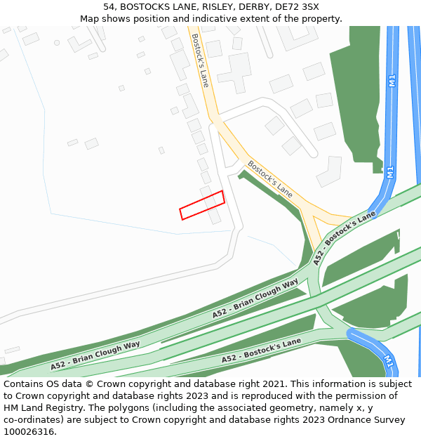 54, BOSTOCKS LANE, RISLEY, DERBY, DE72 3SX: Location map and indicative extent of plot