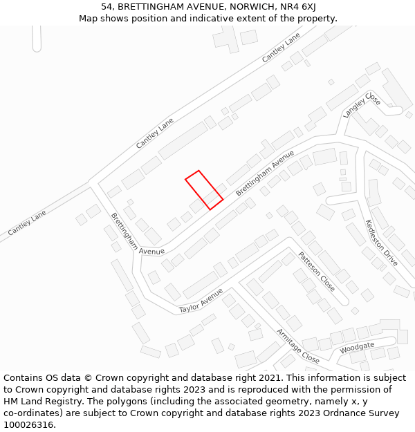 54, BRETTINGHAM AVENUE, NORWICH, NR4 6XJ: Location map and indicative extent of plot